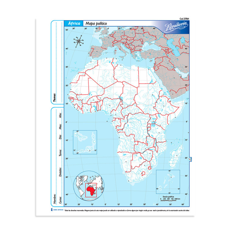 Mapa Africa Político Rivadavia Nº3 Block De 40 Mapas 4246