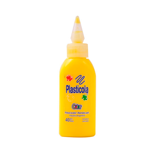 Adhesivo color Plasticola amarillo, 40g. pack de 12 unidades