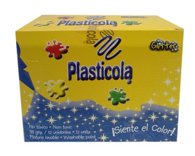 Adhesivo brillo Plasticola iridiscente, 38g. pack de 12 unidades