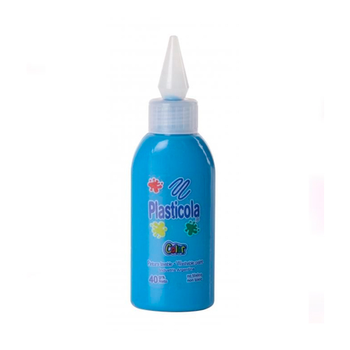 Adhesivo vinílico Plasticola celeste, 40g. pack de 12 unidades