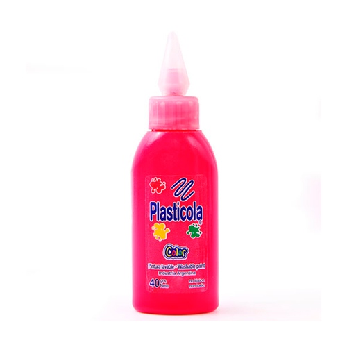 Adhesivo color Plasticola rojo, 40g. pack de 12 unidades