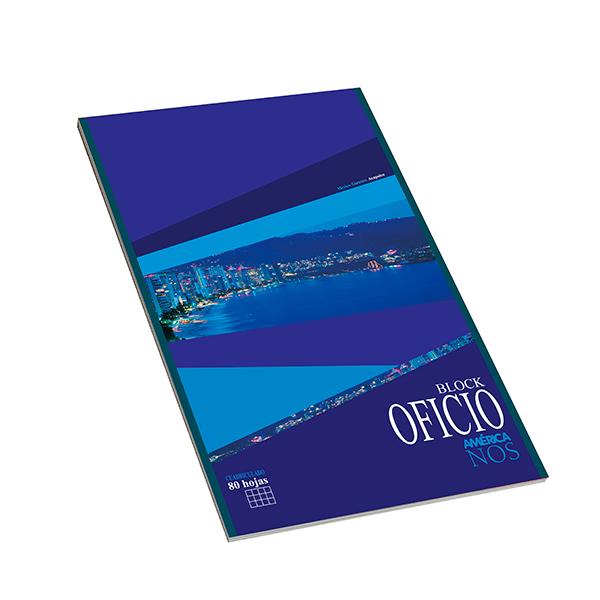 Block Oficio Emblocado América, 80 hojas cuadriculadas