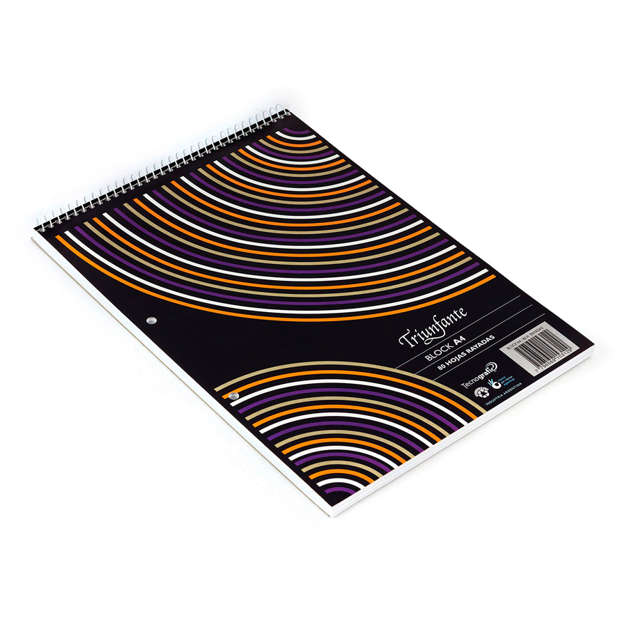 Block Triunfante, espiralado A4, 80 hojas rayadas