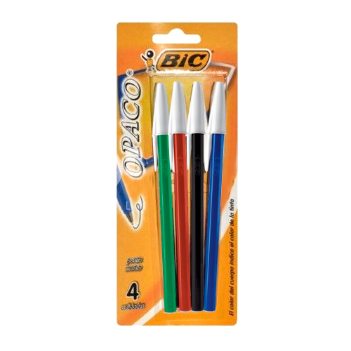Bolígrafo Bic Opaco, blister de 4 colores