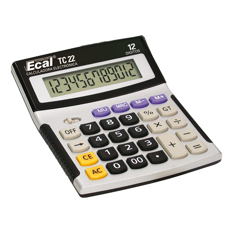 Calculadora Ecal TC-22 Chica Med.127x107x21mm 12Díg.