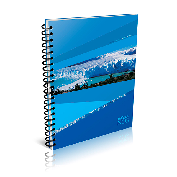 Cuaderno espiralado América Nos tapa semirígida, 22 x 29cm. 80 hojas rayadas