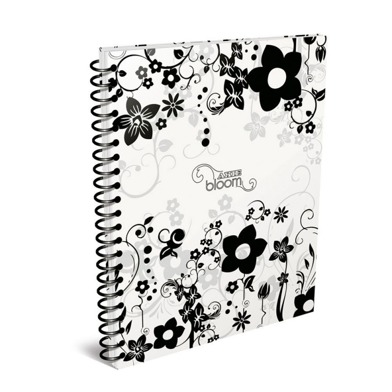 Cuaderno espiralado Arte Bloom tapa semirígida, 16 x 21cm. 80 hojas rayadas