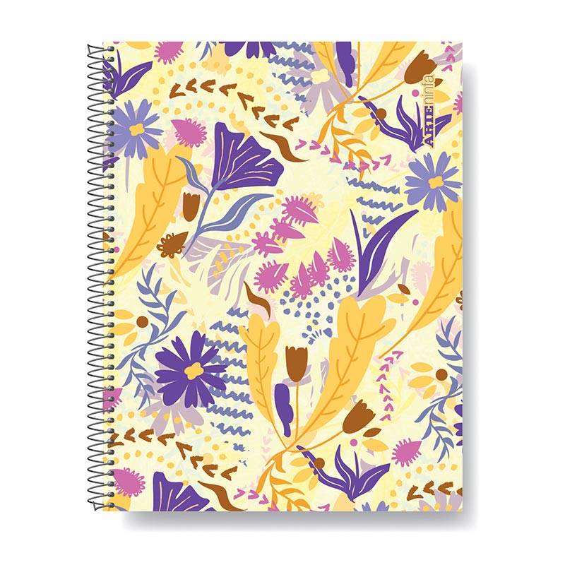 Cuaderno espiralado Arte Ninfa tapa semirígida, 21 x 29,7cm. 80 hojas rayadas