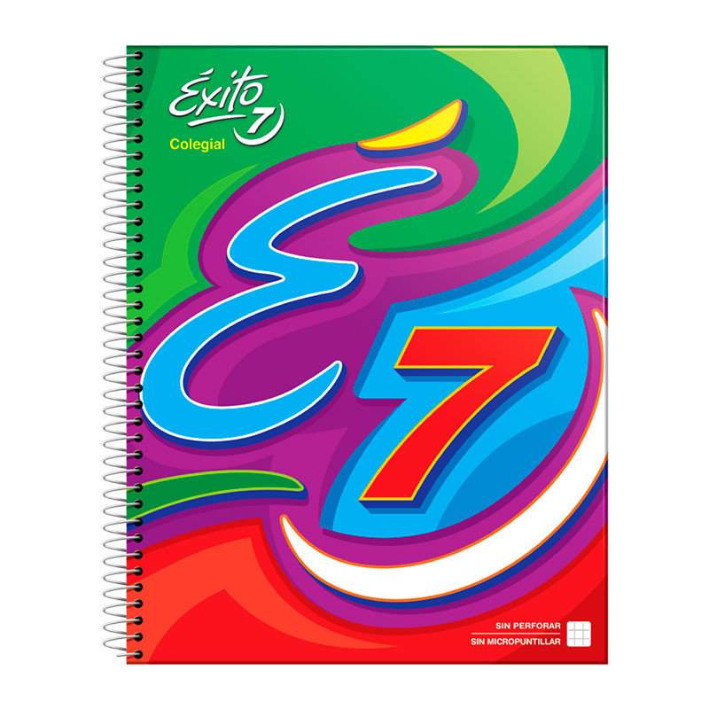 Cuaderno espiralado Éxito E7, tapa de cartón, 21 x 27cm. 100 hojas cuadriculadas