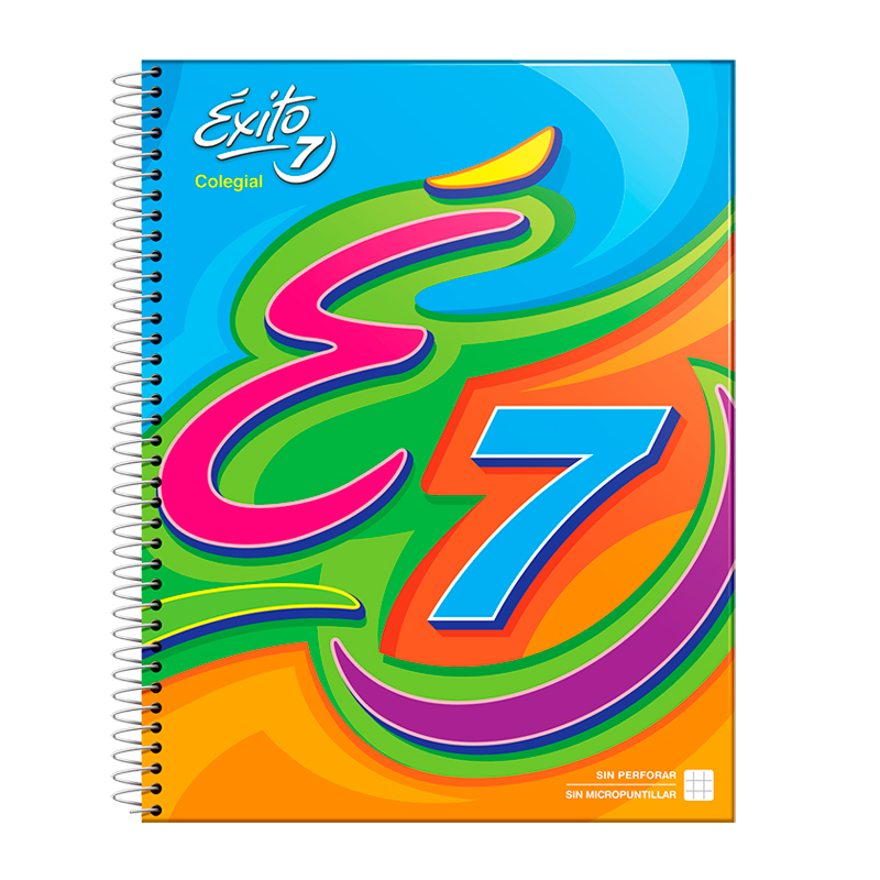 Cuaderno espiralado Éxito Colegial tapa de cartón, 21 x 27cm. 60 hojas cuadriculadas