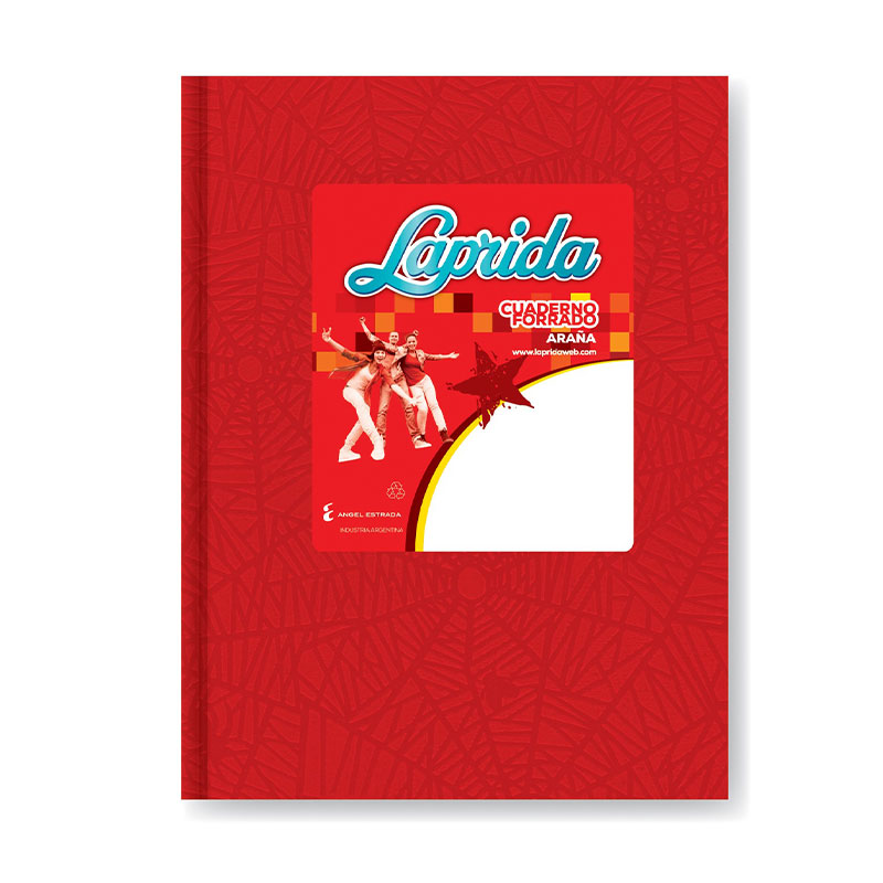 Cuaderno Laprida Araña rojo, 16x21cm. 50 hojas rayadas