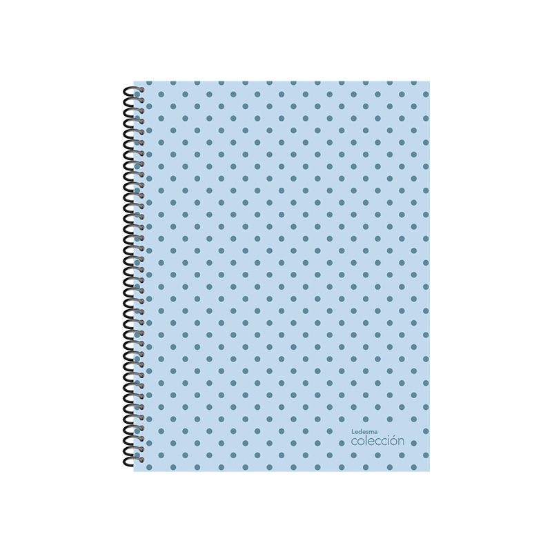 Cuaderno espiralado Colección Metal con lunares tapa semirígida, 16 x 21cm. 84 hojas rayadas