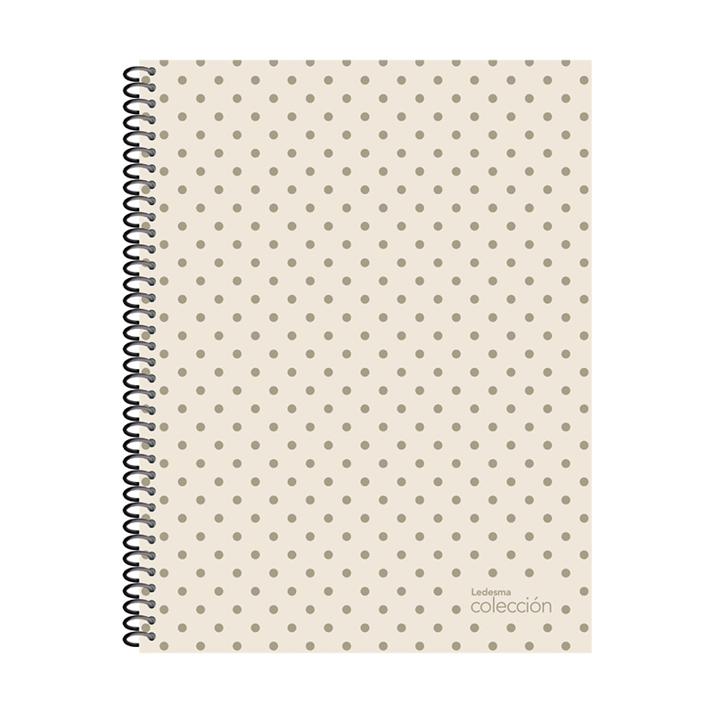 Cuaderno espiralado Colección Metal con lunares tapa semirígida, 21 x 27cm. 84 hojas rayadas
