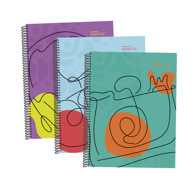 Cuaderno espiralado Essential Mix Headphones tapa de polipropileno, 22 x 29cm. 84 hojas cuadriculadas