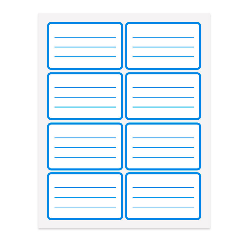 Etiqueta escolar azul, plancha de 8 unidades