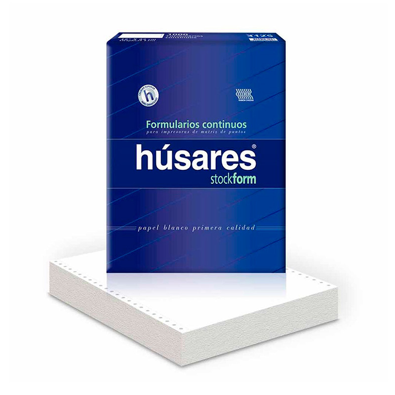 Formulario continuo Húsares original liso troquelado a 6", 12" x 25cm. 1000 hojas