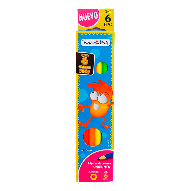 Lápices de colores Paper Mate Neón largos, de 6 colores