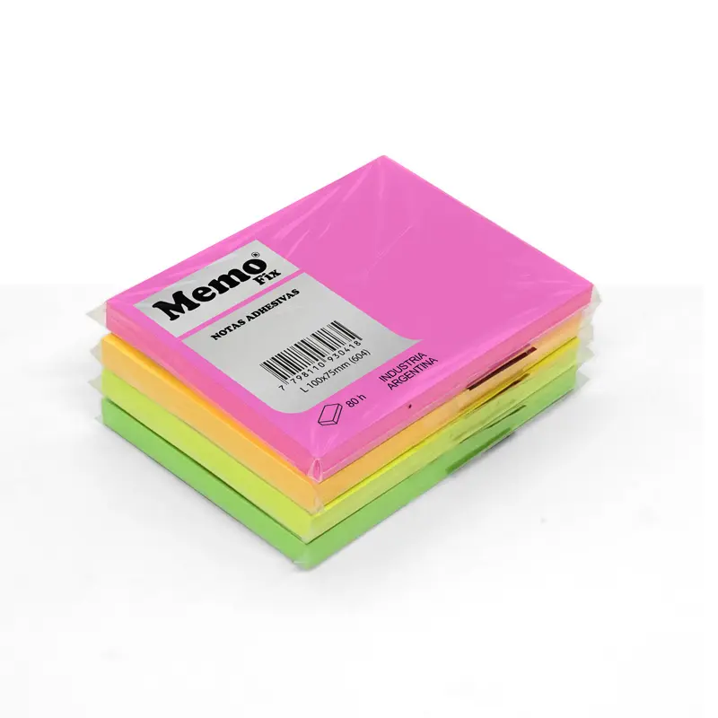Notas Autoadhesivas MemoFix Fluo, 100 x 75mm. block 80 hojas