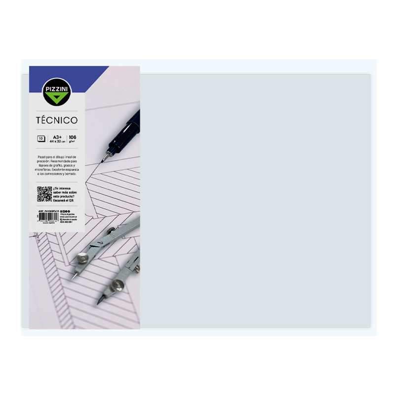 Hojas para dibujo técnico Pizzini A3, 106g. 29.7 x 42cm. pack de 10 unidades