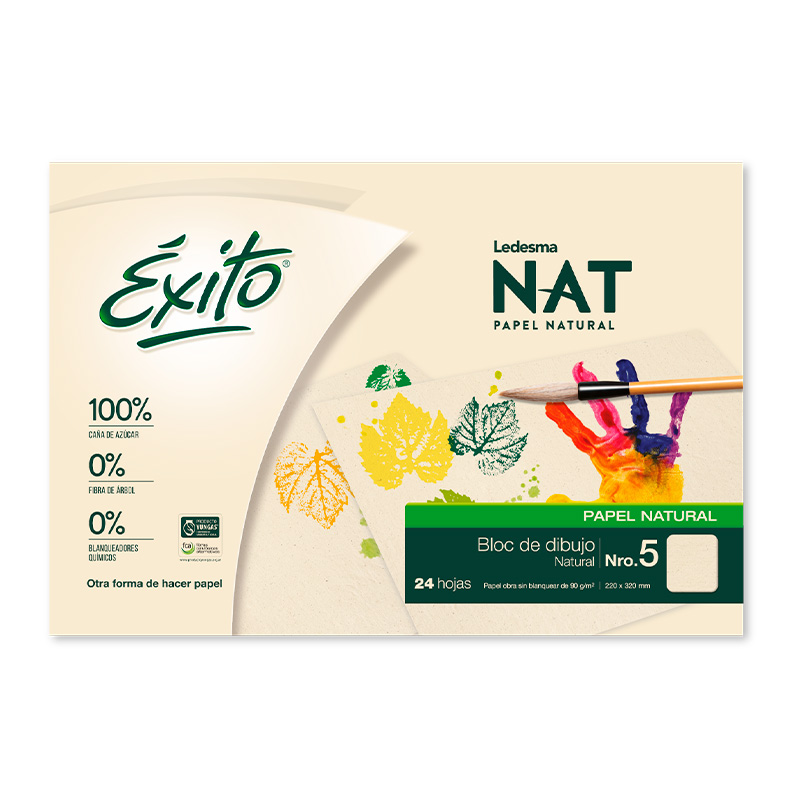 Block de dibujo Éxito Ledesma NAT N°5, 24 hojas lisas natural