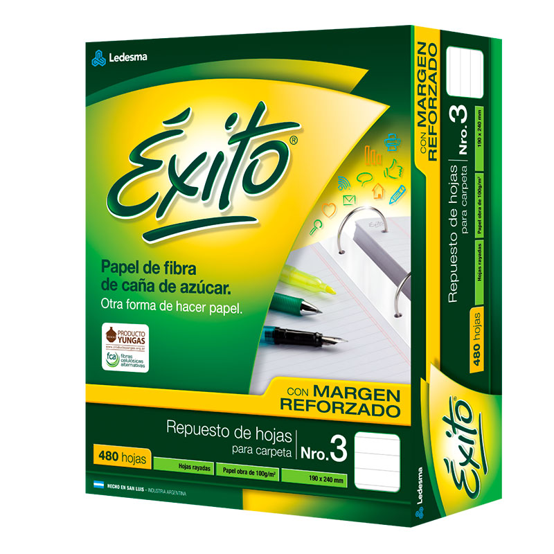 Repuesto Éxito Reforzado, 480 hojas rayadas