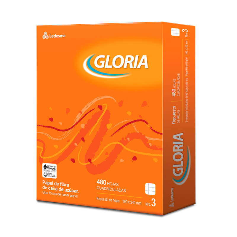 Repuesto Gloria N°3, 480 hojas cuadriculadas