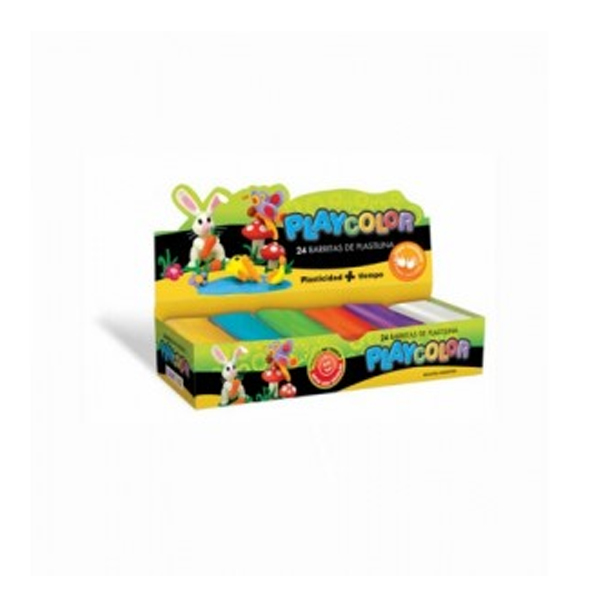 Plastilina Playcolor colores surtidos, caja de 24 barras