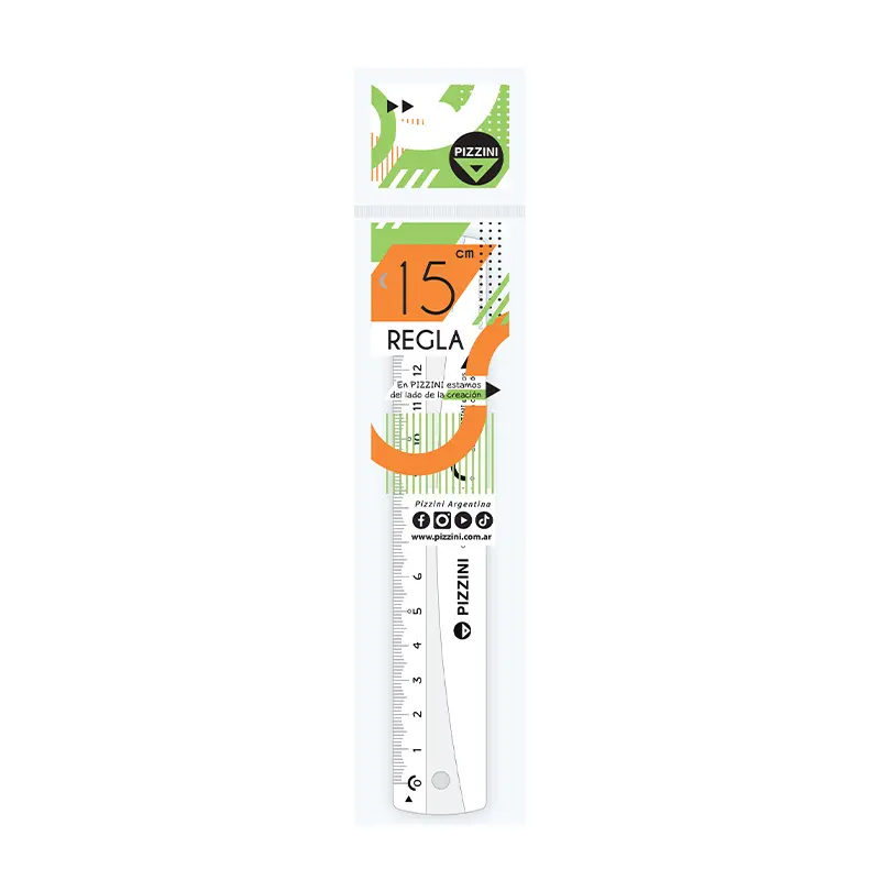 Regla acrílica Pizzini, 15cm. pack de 10 unidades