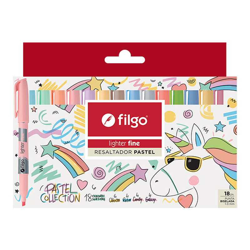 Resaltador creativo doble punta Filgo Multilighter pastel de 18 colores
