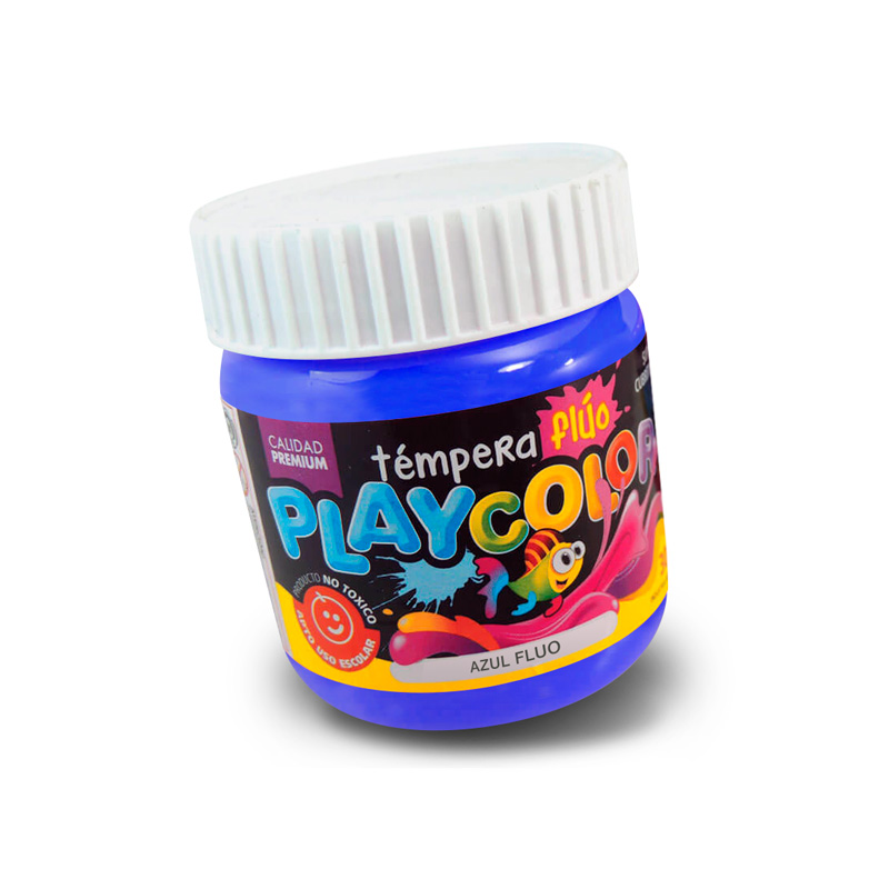 Témpera Playcolor Fluo azul, 250cc.