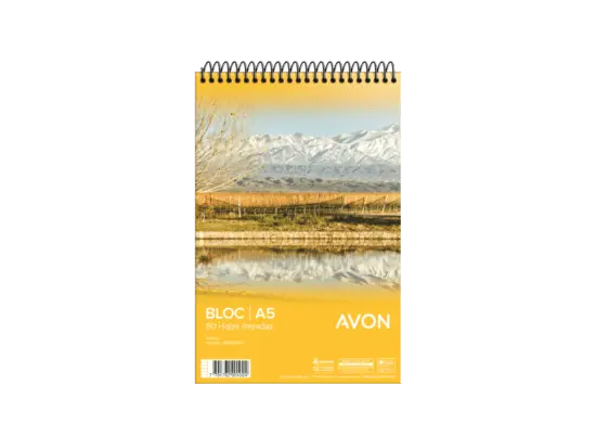 Block Avon espiralado A5, 80 hojas rayadas