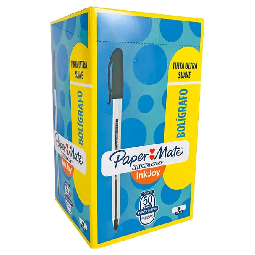Pack x 50 Bolígrafo Paper Mate Kilométrico InkJoy 100 punta de 1mm. negro