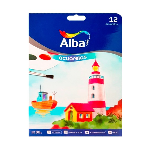 [ALBAACUA12] Acuarela Alba, paleta de 12 colores