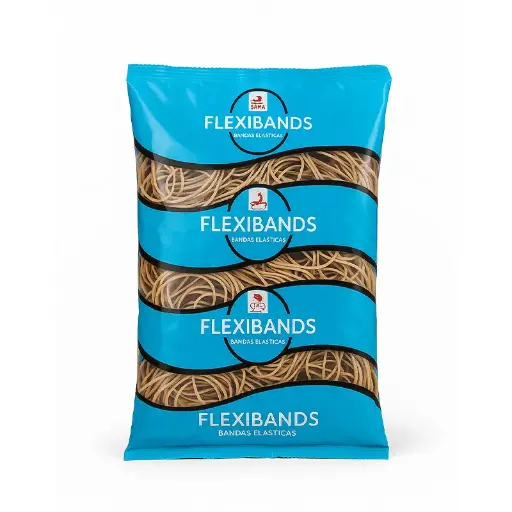 [BANDAS50G] Bandas elásticas  Flexibands de látex, 40mm. bolsa de 50g.