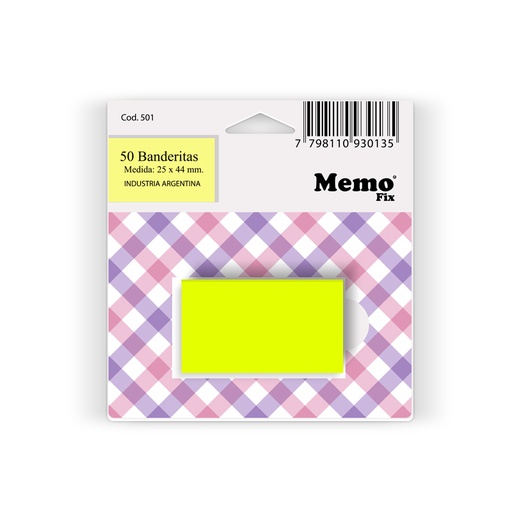 [MEMOFBANAMA] Banderitas MemoFix amarillo fluo, blister de 50 unidades