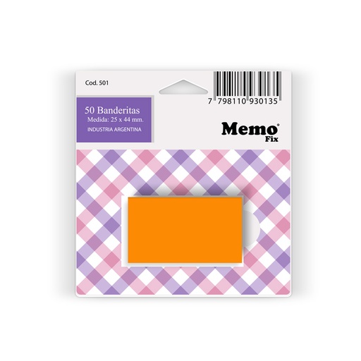 [MEMOFBANNAR] Banderitas MemoFix naranja fluo, blister de 50 unidades