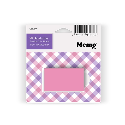 [MEMOFBANROS] Banderitas MemoFix rosas, blister de 50 unidades