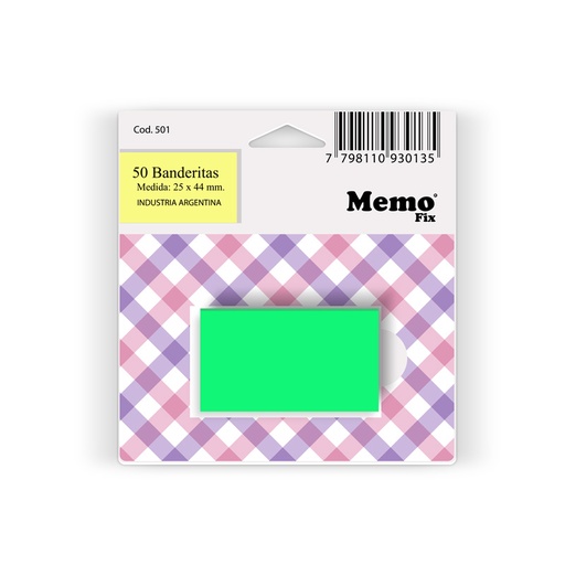 [MEMOFBANVER] Banderitas MemoFix verdes, blister de 50 unidades