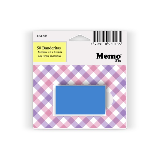 [MOMOFBANAZU] Banderitas MemoFix azules, blister de 50 unidades