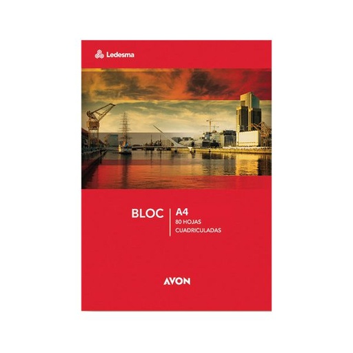 [AVONBKA480C] Block A4 Emblocado Avon, 80 hojas cuadriculadas perforadas