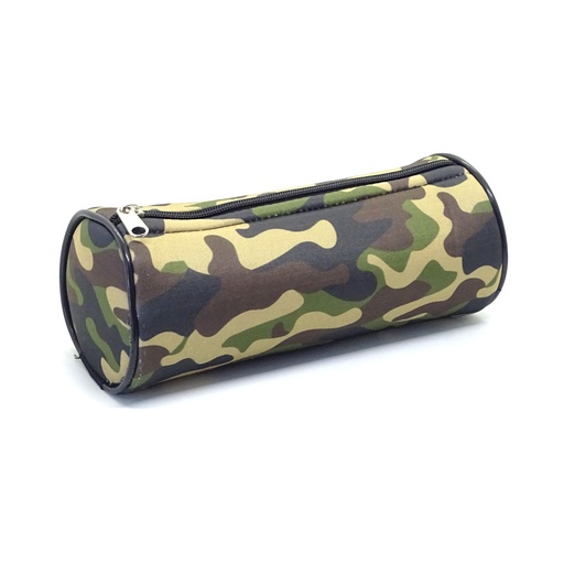 [CANOTUBBOCAM] Cartuchera de tela  neopren de 1 cierre Camuflada tipo tubo