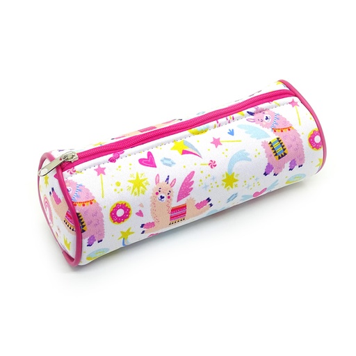 [CANOTUBBOLLA] Cartuchera de tela  neopren de 1 cierre Llama tipo tubo