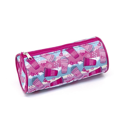 [CANOTUBBOVAS] Cartuchera de tela  neopren de 1 cierre Vaso Fucsia tipo tubo