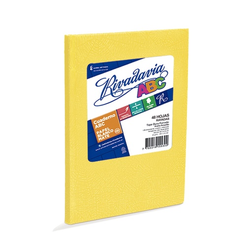 [ABC1923AM48R] Cuaderno Araña Rivadavia ABC tapa dura amarillo, 19 x 23cm. 48 hojas rayadas