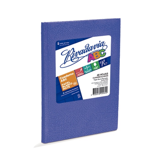 [ABC1923AZ48C] Cuaderno Araña Rivadavia ABC tapa dura azul, 19 x 23cm. 48 hojas cuadriculadas