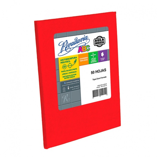 [ABC1923R48AUC] Cuaderno Araña Rivadavia ABC, tapa de cartón forrada roja, 19 x 23cm. 48 hojas cuadriculado grande