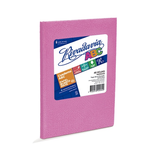 [ABC1923RS48R] Cuaderno Araña Rivadavia ABC tapa dura rosa, 19 x 23cm. 48 hojas rayadas