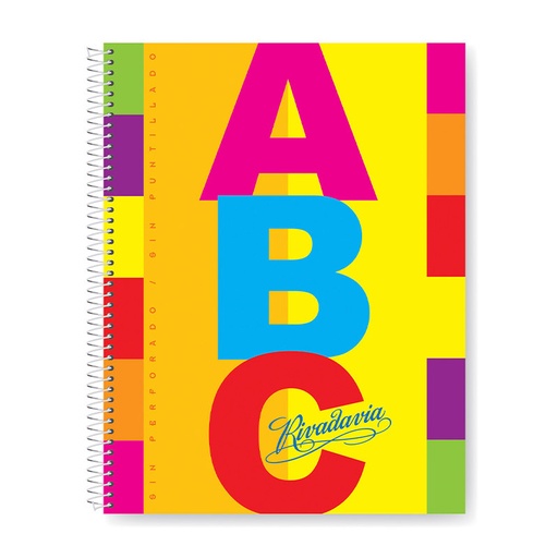 [ABC2127100C] Cuaderno espiralado Rivadavia ABC tapa de cartón, 21 x 27cm. 100 hojas cuadriculadas