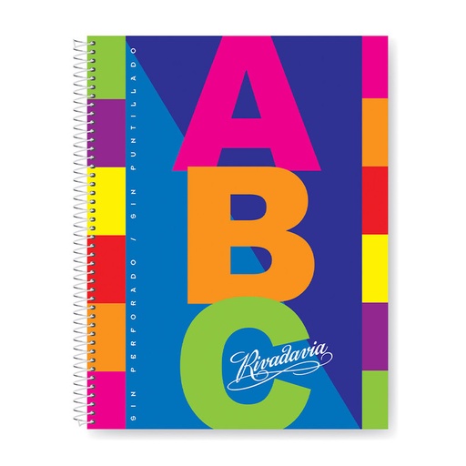 [ABC2127100RA] Cuaderno espiralado Rivadavia ABC tapa de cartón, 21 x 27cm. 100 hojas rayadas