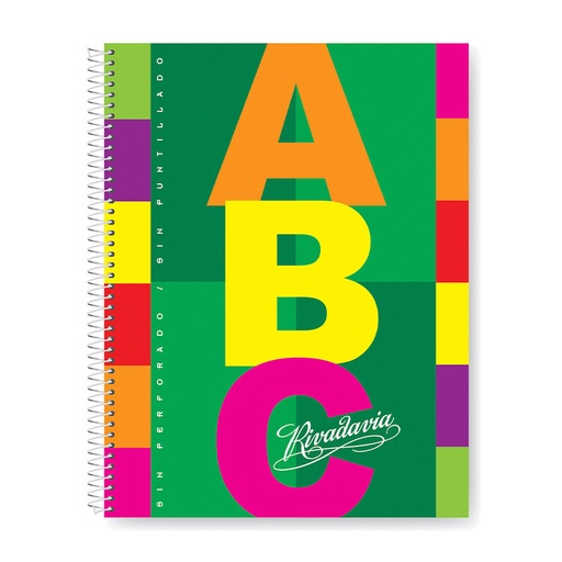 [ABC212760RA] Cuaderno espiralado Rivadavia ABC tapa de cartón, 21 x 27cm. 60 hojas rayadas